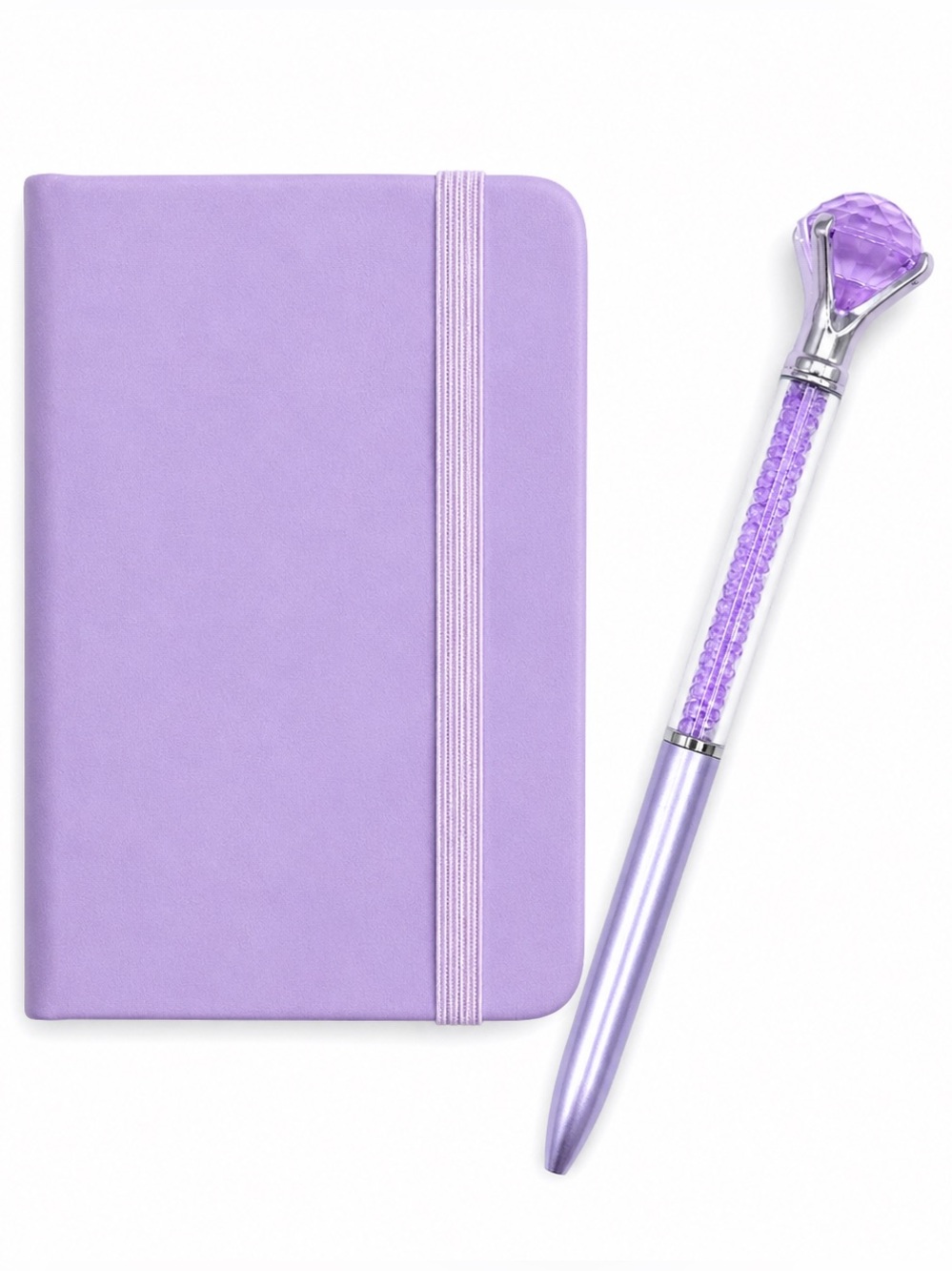 Purple A7 Pocket Notebook Journal Crystal Diamond Pen Gift Set Planner NEW